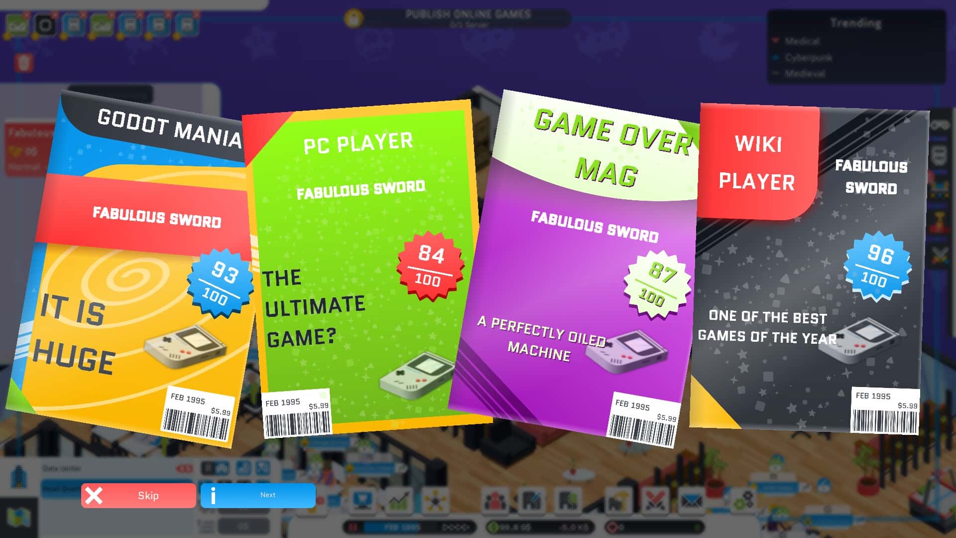 #3. City Game Studio: a tycoon about game dev (GOG) 由: Binogure Studio