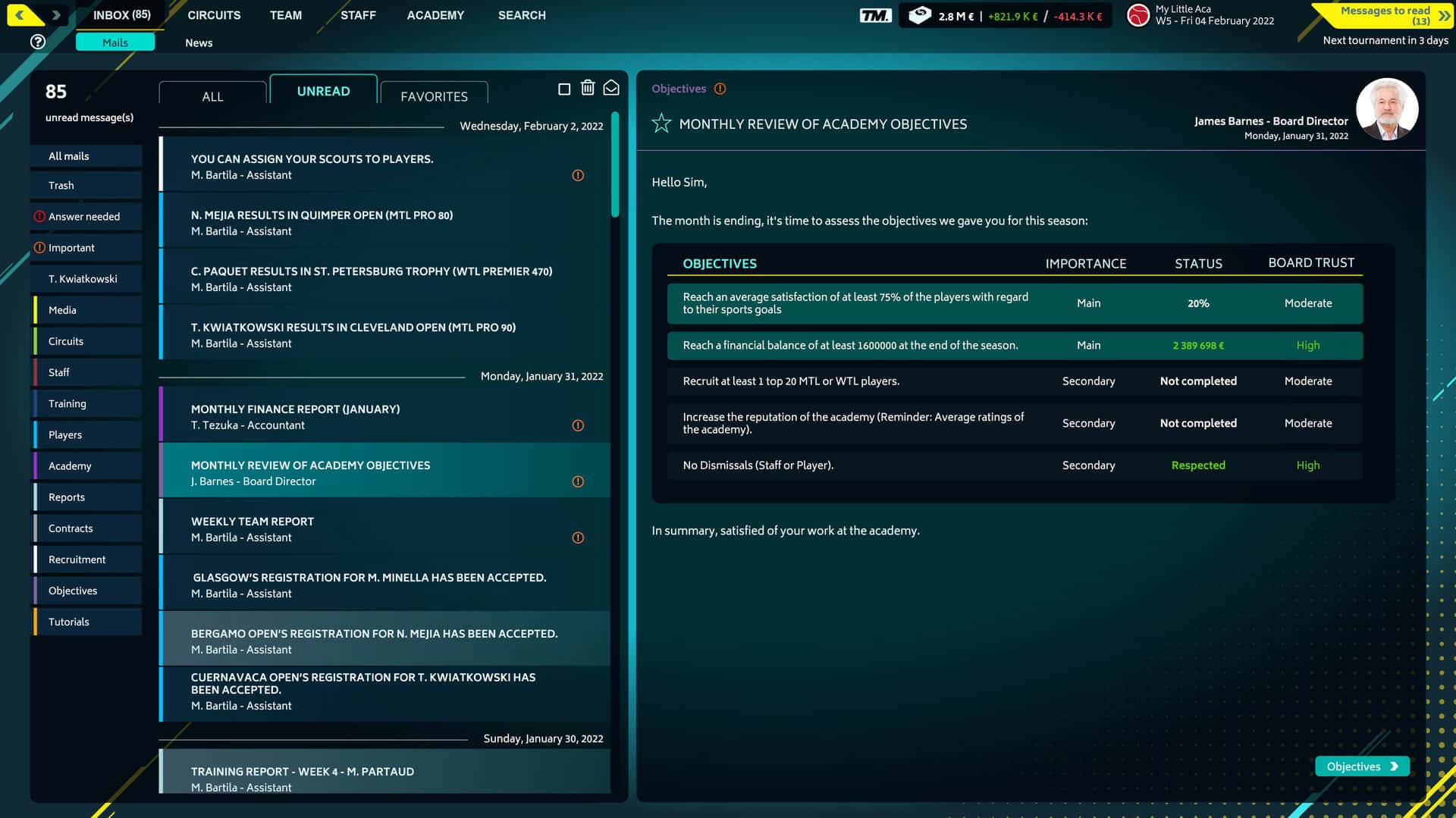 #2. Tennis Manager 2022 (GOG) 来自: Rebound CG