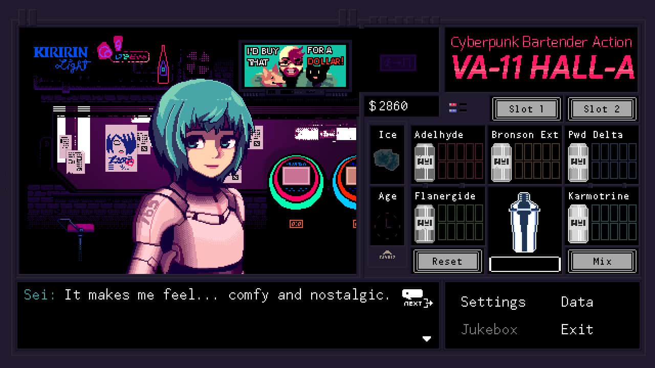 #5. VA-11 Hall-A: Cyberpunk Bartender Action (GOG) Bởi: Ysbryd Games